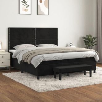 vidaXL Cama Box Spring Con Colch&oacute;n Terciopelo Negro 160x200 Cm Vidaxl