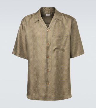 Saint Laurent Printed silk satin bowling shirt