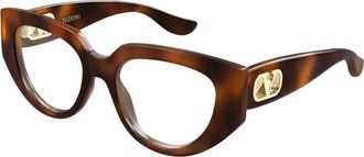 Valentino Gold Vg0004o Acetate Oversized Cat-Eye Eyeglasses