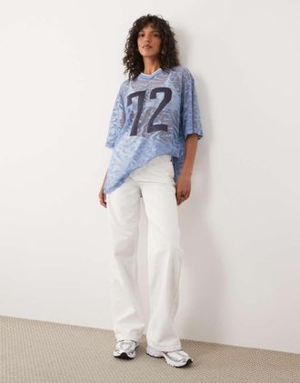 Nike top in tessuto intrecciato con lacci Chill blu