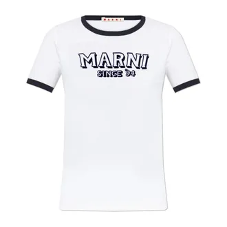 Marni T-Shirts, female, White, Size: 2XS Logo T-Shirt