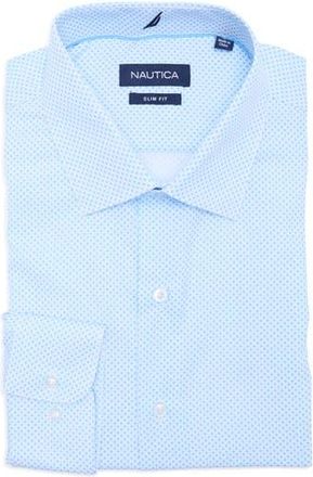 Nautica Slim Fit Geo Print Dress Shirt in Light Blue at Nordstrom Rack, Size 15.5 - 34/35