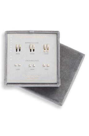 Chelsea28 Set of 6 Opal & Cubic Zirconia Earrings in Clear- Opal- Gold at Nordstrom