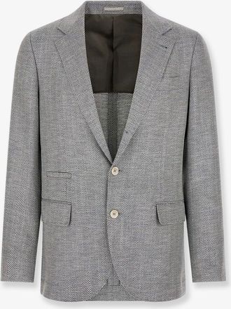 Brunello Cucinelli Blazer decostruito in chevron di lana, alpaca e seta - BRUNELLO CUCINELLI - gender_Man