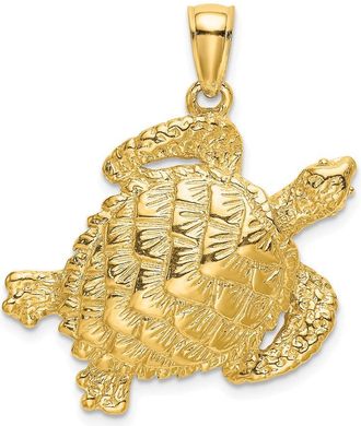 Diamond2Deal 10k Yellow Gold Textured Sea Turtle Charm