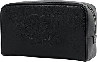 Chanel Black Grained Calfskin Pouch (Pre-Owned)