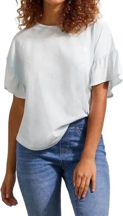 Tribal Crew Neck Drop Shoulder With Frill Tee In Poolside