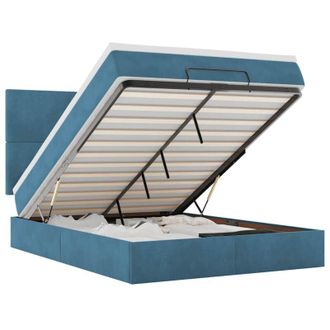 vidaXL Vidaxl - Estructura De Cama Otomana Con Colchones Terciopelo Azul Oscuro
