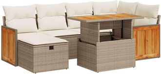 vidaXL Set De Sof&aacute;s De Jard&iacute;n Y Cojines 8 Piezas Rat&aacute;n Sint&eacute;tico Beige Vidaxl