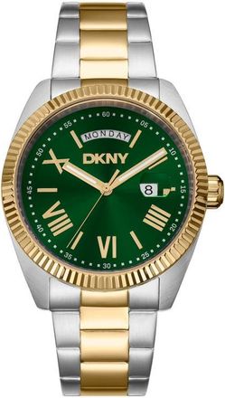 DKNY Day Date Bracelet Watch, 40mm in Dark Green at Nordstrom