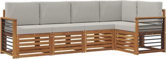 vidaXL Conjunto De Sof&aacute;s De Exterior 5 Uds. Gris Natural Y Claro Vidaxl
