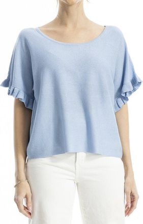Max Studio Flutter Sleeve Linen-Blend Top