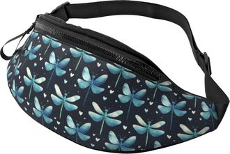 Generic Green Dragonfly 1 Print Chest Bag Waist Bag Unisex Bumbags For Jogging Men Running 14X35Cm