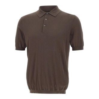 KANGRA Round-neck Knitwear, male, Brown, Size: 3XL Silk and Cotton Polo