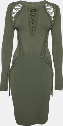 Ronny Kobo Ronny Kobo Green Knitted Cut-Out Lace Up Detail Bodycon Dress