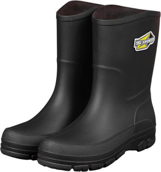 Generic Womens Ankle Rain Boots Lightweight Slip-On Platform Work Shoes Waterproof Short Rain Boots for Outdoor Sailing Fishing (Black, 8.5)