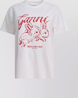 Ganni bunny graphic print crew neck t-shirt