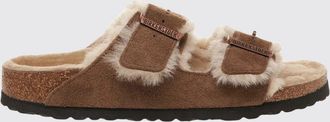 Birkenstock Arizona Suede Flat Sandals with Shearling Lining