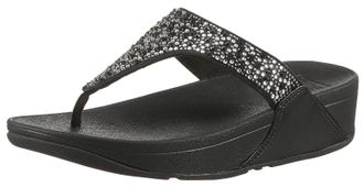 FitFlop Zehentrenner FITFLOP LULU CRYSTAL, Damen, Gr. 36, schwarz, Textil, Glitzer, Schuhe Zehentrenner, Sandale, Pantolette mit Schmucksteine