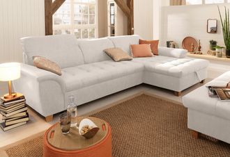 HOME AFFAIRE Ecksofa »Lyla L-Form« mit Recamiere, wahlweise mit Rückenfunktion und zusätzlich mit Bett
