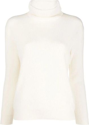 Brunello Cucinelli Roll-Neck Cashmere Jumper - Dames - Cashmere truien - Wit - L - Kasjmier - Truien & Vesten