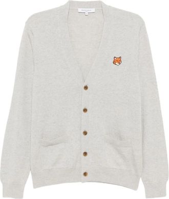 Maison Kitsuné Cardigan con applicazione testa di volpe - Grigio