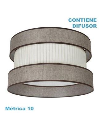 Fabrilamp Pantalla De Techo Home Suspendida Con Difusor Incluido M10 Ip20 &Oslash;60x25cm En Tejido Marr&oacute;n Y Beige, Multicolor, Talla Unica - Fabrilamp