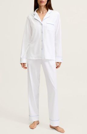 Petite Plume Pima Cotton Pajamas in White at Nordstrom, Size X-Large