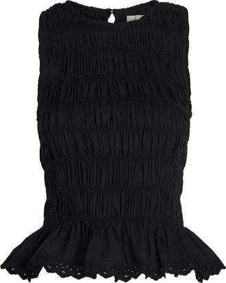 Faithfull The Brand Thea shirred cotton top - Black