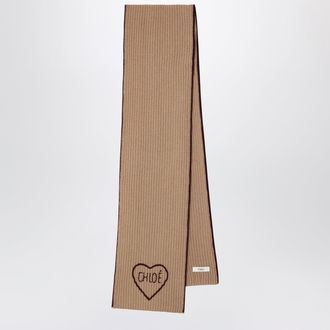 Chlo&eacute; Sciarpa Encoeur in lana e cashmere marrone