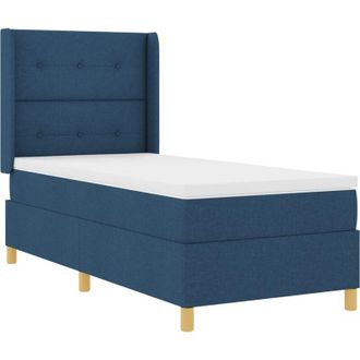 vidaXL Box Spring Bed with Mattress Blue 100 x 200 cm Fabric vidaXL