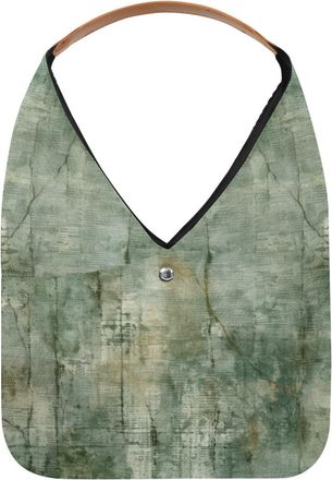 Generic Green Vintage Mottled Texture Reusable Lightweight Grocery Bags - Foldable Into Compact Pouch, Washable & Sturdy, Multipurpose for Shopping and Travel