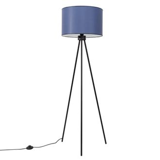 Sollux Lighting L&aacute;mpara de pie azul marino/negro tela/PVC/acero alt. 135 cm