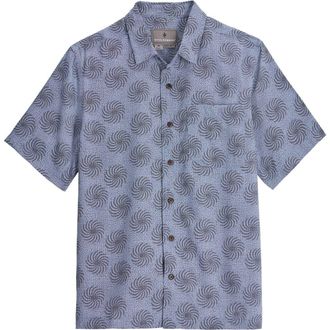 Royal Robbins Camino Pucker Short Sleeve Recycled Polyester Button-Up Shirt in Flint Ray at Nordstrom, Size Xx-Large