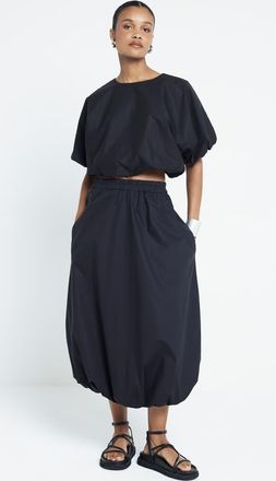 River Island bubble midi skirt in black