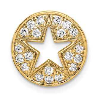 Diamond2Deal 14k Yellow Gold Lab Grown Diamond Circle Cut-out Star Pendant (0.32ct, VS, G-H)