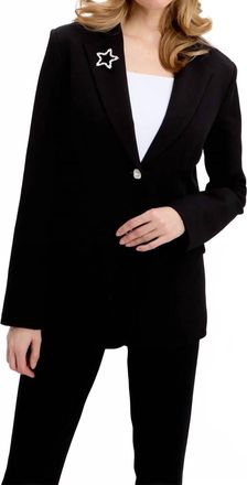 Frank Lyman Design Long Blazer With Brooch In Black