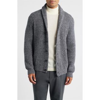 Jack Victor Wool & Silk Shawl Collar Cardigan in Grey at Nordstrom, Size Xx-Large