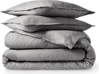 Bare Home 100% Cotton Flannel Duvet Cover & Sham Set in Heather Light Grey at Nordstrom, Size Queen