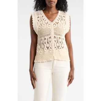 Forgotten Grace Crochet Button Tank in Natural at Nordstrom Rack, Size X-Large