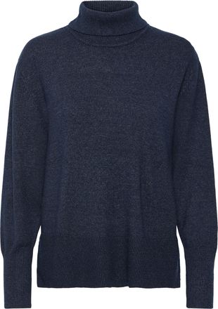 Pulz Jeans Pulz Jeans PZSteffi Womens Turtleneck Pullover, Knitted Jumper, Fine Knit Pullover with Turtleneck, Ribbed Cuffs, Relaxed Fit, Dark Sapphire Melange (