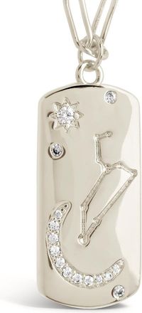 Sterling Forever CZ Constellation Dog Tag Pendant Necklace