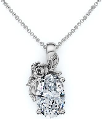 Pompeii3 1Ct Oval Diamond Pendant 14k Gold Lab Grown Necklace