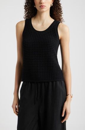 Nordstrom Mesh Stitch Sleeveless Sweater in Black at Nordstrom, Size Xx-Large
