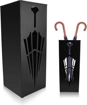 OEM Parag&uuml;ero Met&aacute;lico De Gran Capacidad, Con Cubo Para Guardar Paraguas, Dise&ntilde;o Hueco, Forma Cuadrada, 42,8 X 16,9 X 16,9 Cm