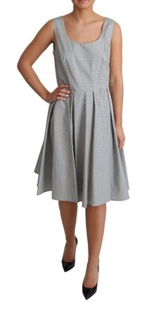 Dolce & Gabbana Womens Gray Polka Dotted Cotton A-Line Dress