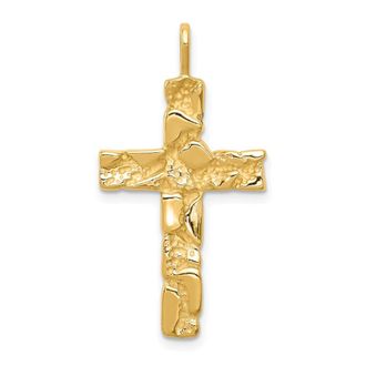 Diamond2Deal 10k Yellow Gold Nugget Cross Pendant