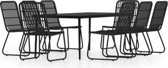 vidaXL Juego De Comedor De Jard&iacute;n 9 Piezas Negro Vidaxl