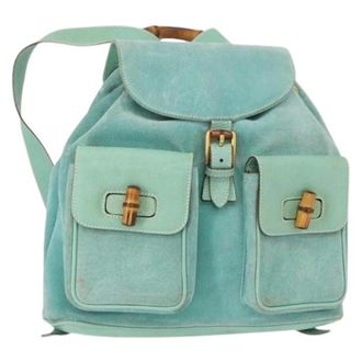 Gucci Pre-owned Backpacks, female, Green, Size: ONE SIZE Pre-owned Suede Backpack