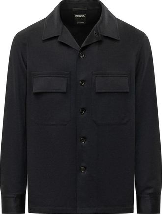 Ermenegildo Zegna Alba Cashmere Overshirt - Heren - Zomerjassen - Zwart - XL - Kasjmier - Jassen